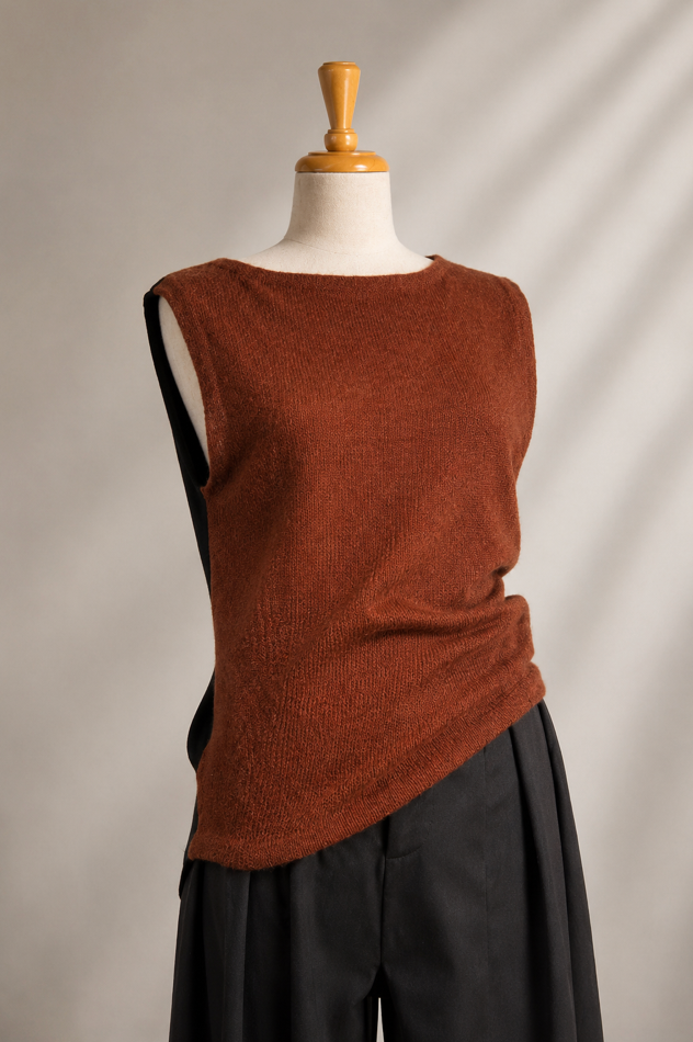 RUST SILK MOHAIR VEST